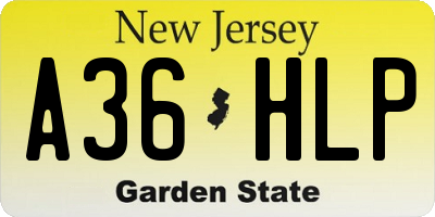 NJ license plate A36HLP