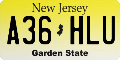 NJ license plate A36HLU
