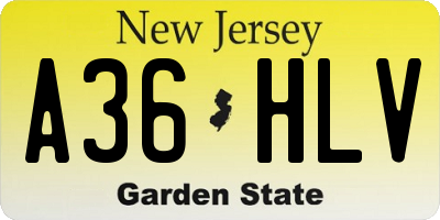 NJ license plate A36HLV