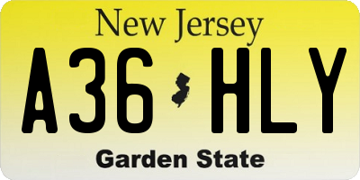 NJ license plate A36HLY