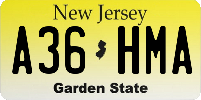 NJ license plate A36HMA