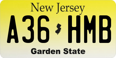 NJ license plate A36HMB