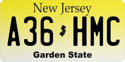 NJ license plate A36HMC