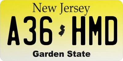 NJ license plate A36HMD