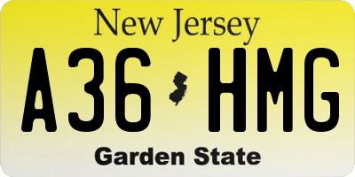 NJ license plate A36HMG