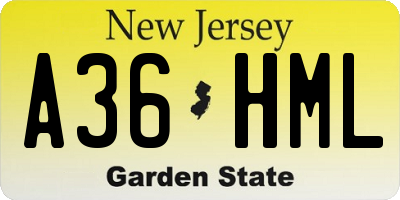 NJ license plate A36HML