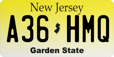 NJ license plate A36HMQ