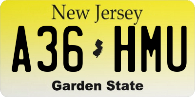 NJ license plate A36HMU