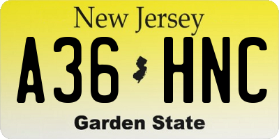 NJ license plate A36HNC