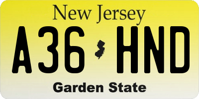 NJ license plate A36HND
