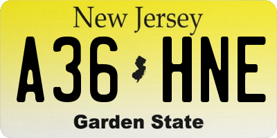 NJ license plate A36HNE