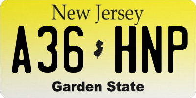 NJ license plate A36HNP
