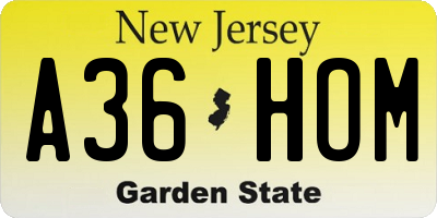 NJ license plate A36HOM