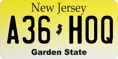 NJ license plate A36HOQ
