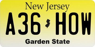 NJ license plate A36HOW