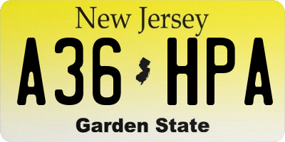 NJ license plate A36HPA
