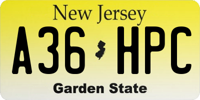 NJ license plate A36HPC