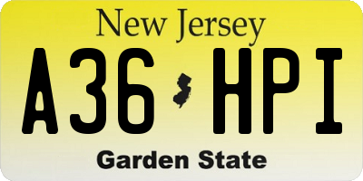 NJ license plate A36HPI