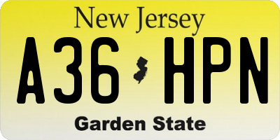 NJ license plate A36HPN