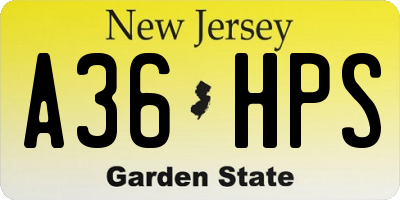 NJ license plate A36HPS