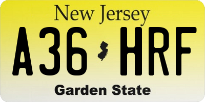NJ license plate A36HRF