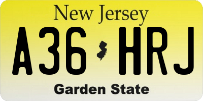 NJ license plate A36HRJ