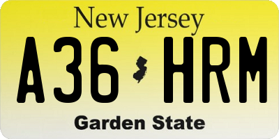 NJ license plate A36HRM