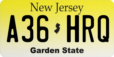 NJ license plate A36HRQ