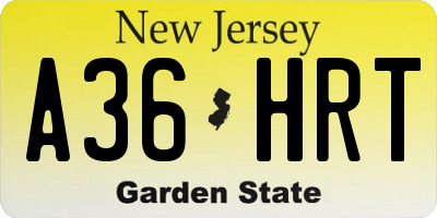 NJ license plate A36HRT