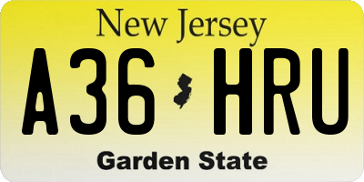 NJ license plate A36HRU
