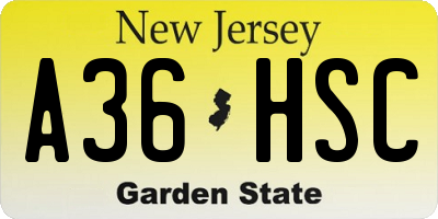 NJ license plate A36HSC