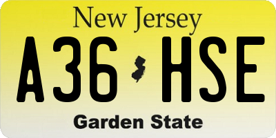 NJ license plate A36HSE