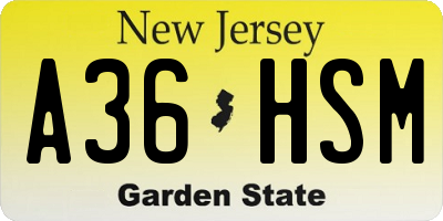 NJ license plate A36HSM