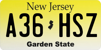NJ license plate A36HSZ