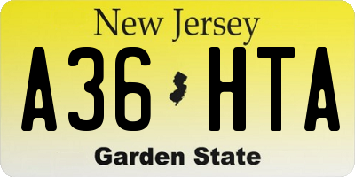 NJ license plate A36HTA