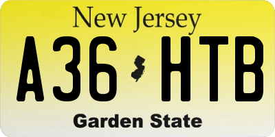 NJ license plate A36HTB