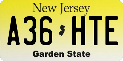 NJ license plate A36HTE