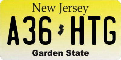 NJ license plate A36HTG