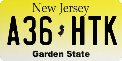 NJ license plate A36HTK