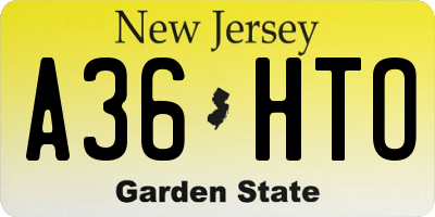 NJ license plate A36HTO