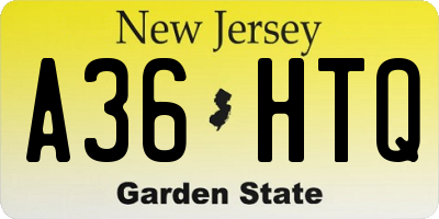 NJ license plate A36HTQ