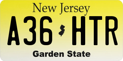 NJ license plate A36HTR