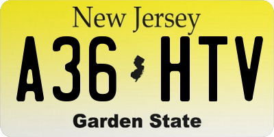 NJ license plate A36HTV