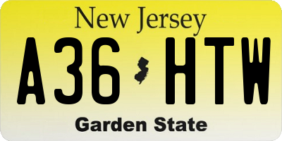 NJ license plate A36HTW
