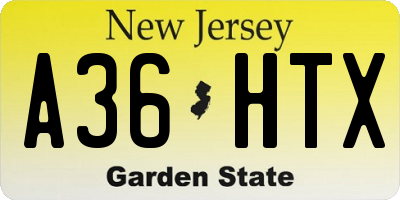 NJ license plate A36HTX