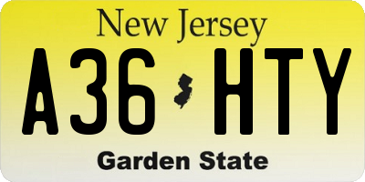 NJ license plate A36HTY