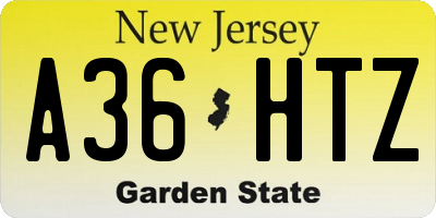 NJ license plate A36HTZ