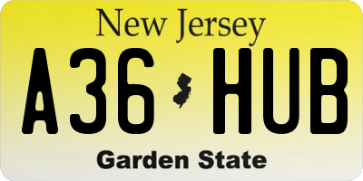 NJ license plate A36HUB