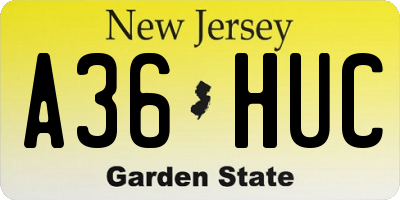 NJ license plate A36HUC