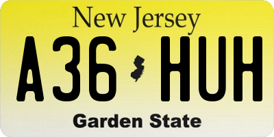 NJ license plate A36HUH